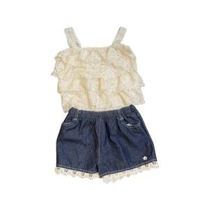 Limited Too Youth Girls Romper Jumper Lace Top Denim Shorts Size L (10) Kidscore